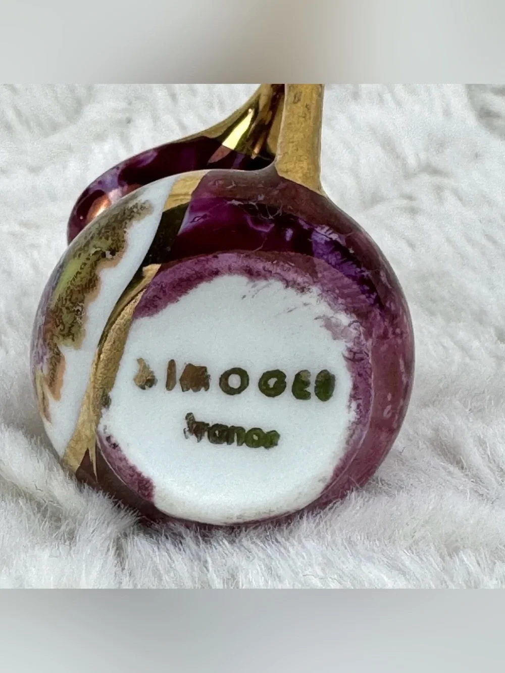 VINTAGE LIMOGES FRANCE Mini Hand Painted Pitcher Burgundy & Gold Collectible